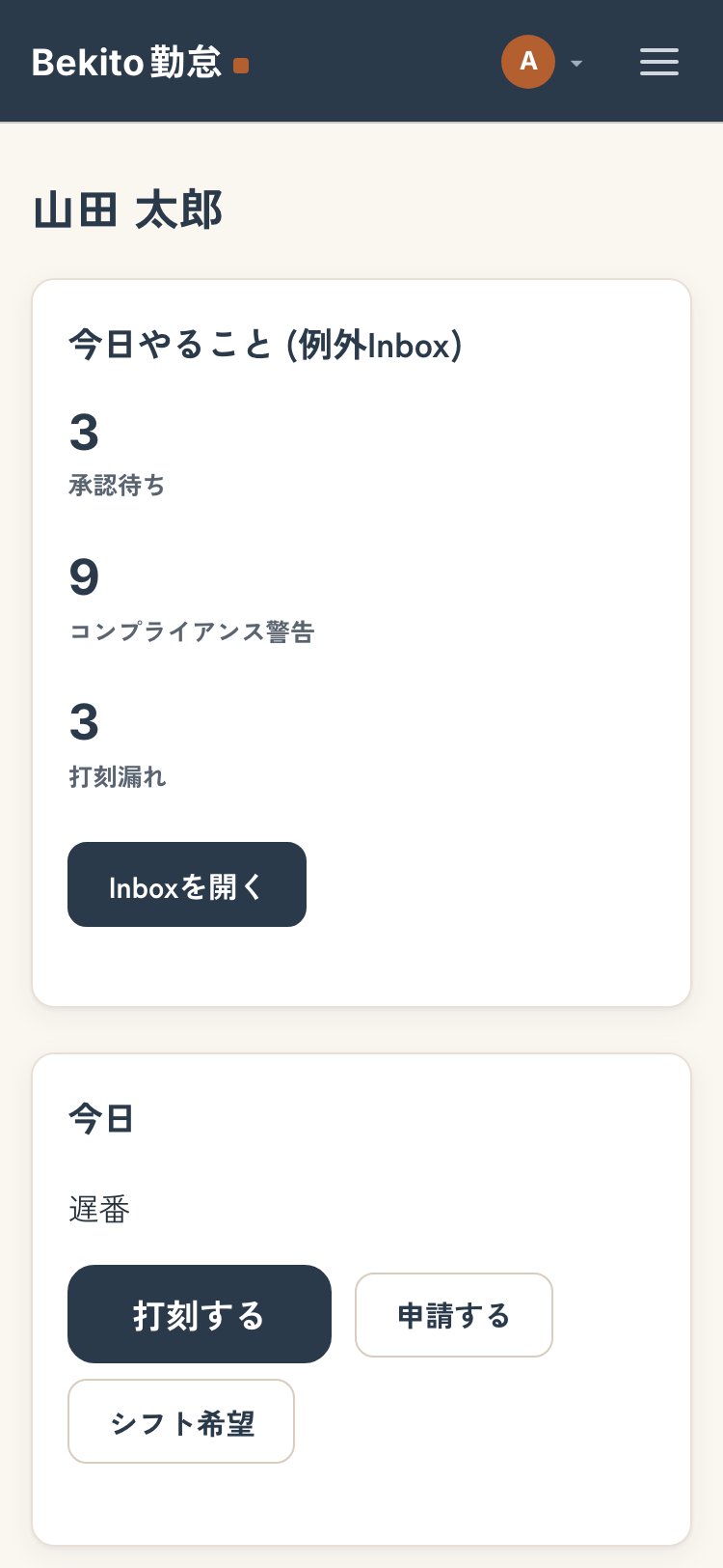 従業員のホーム画面